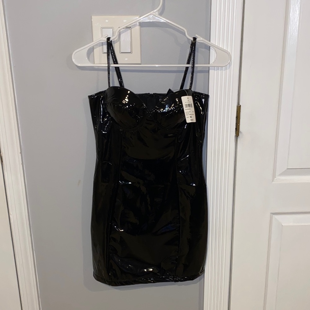 black latex dress